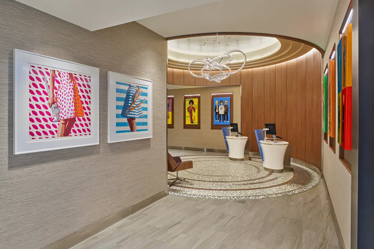The check-in lobby for the Delta Sky Club at Detroit Metropolitan Airport.