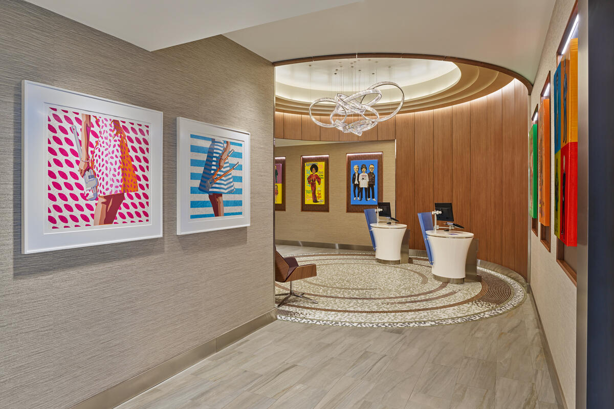 The check-in lobby for the Delta Sky Club at Detroit Metropolitan Airport.