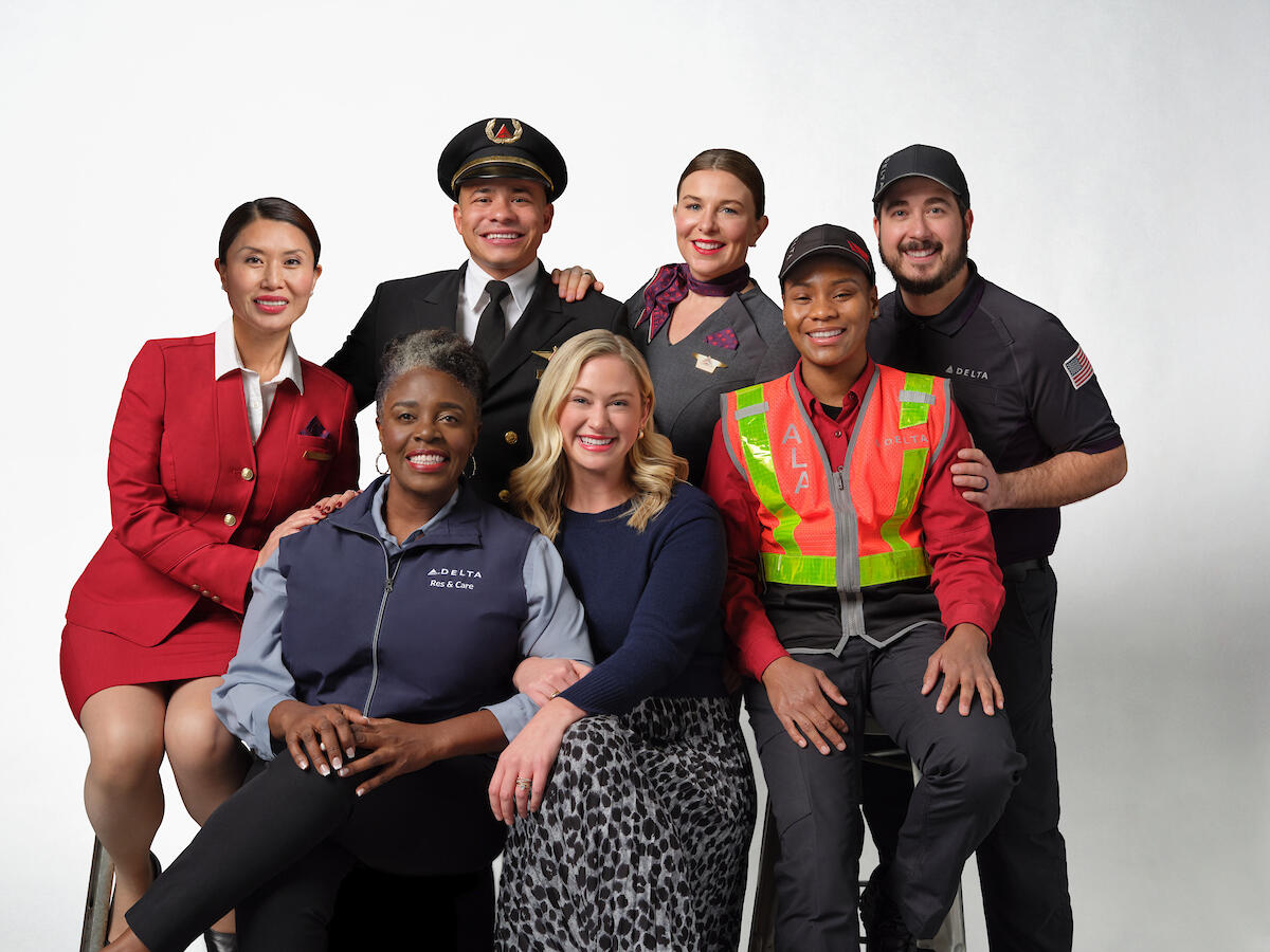 A small group shot of Delta employees across the company