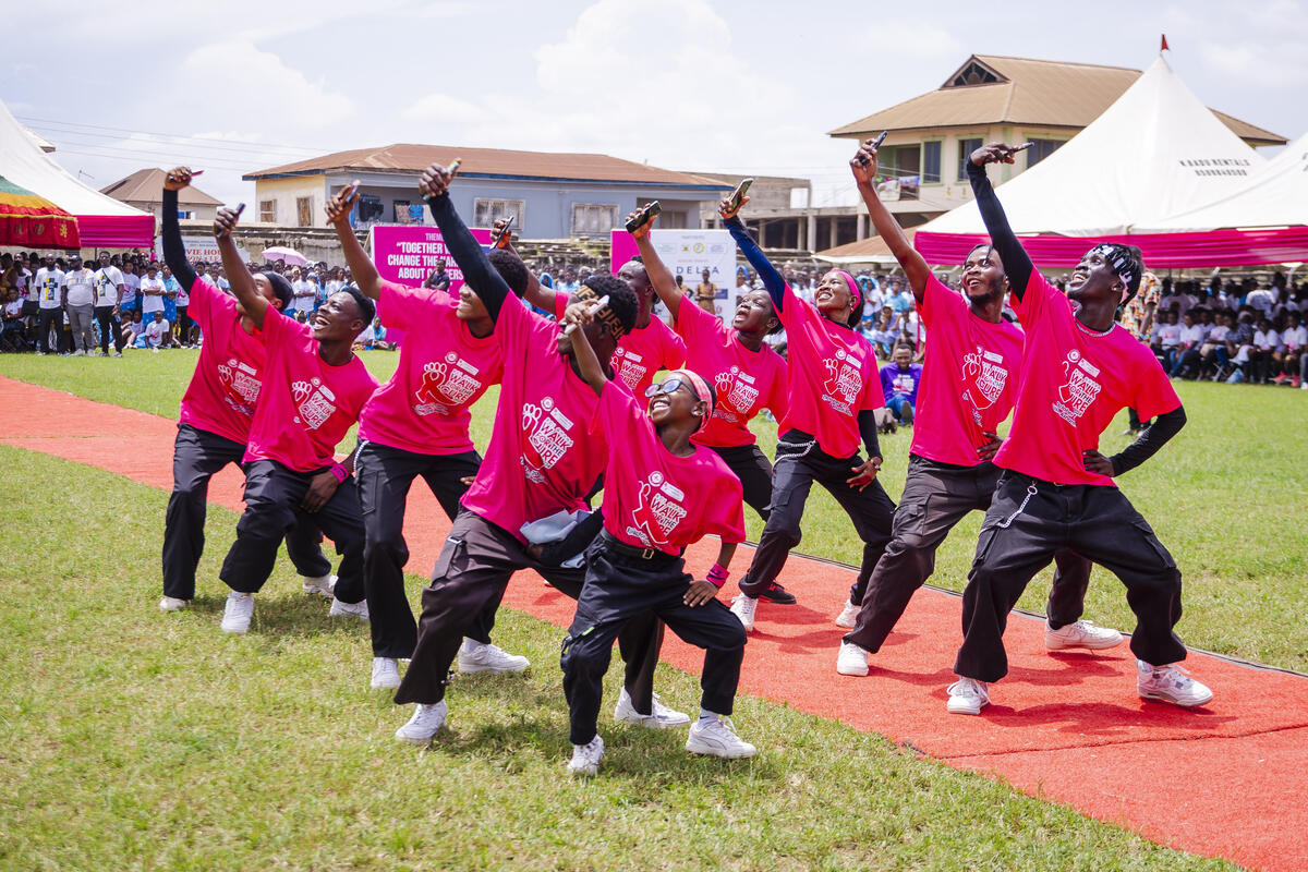 Children of breast cancer survivors performing a dance.