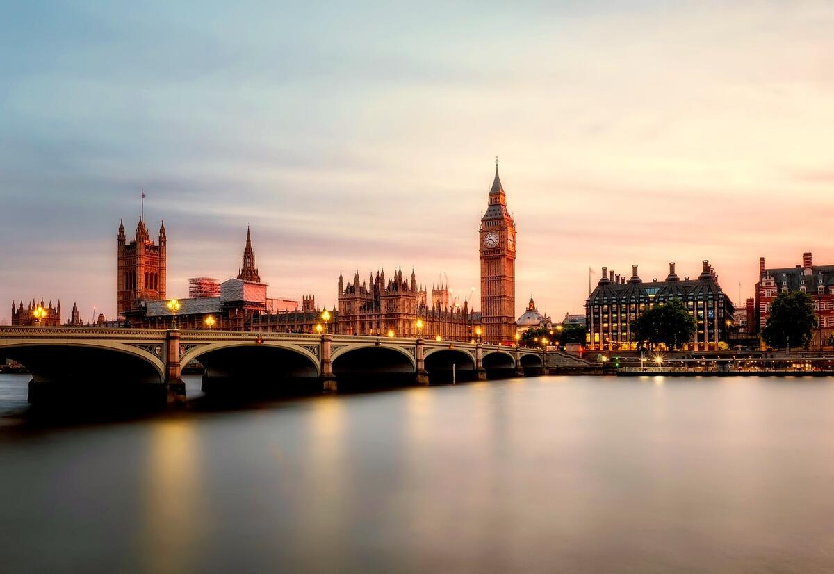 Aerial view of Big Ben in London, England