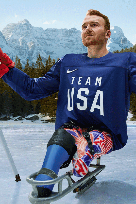 Sled hockey player Declan Farmer