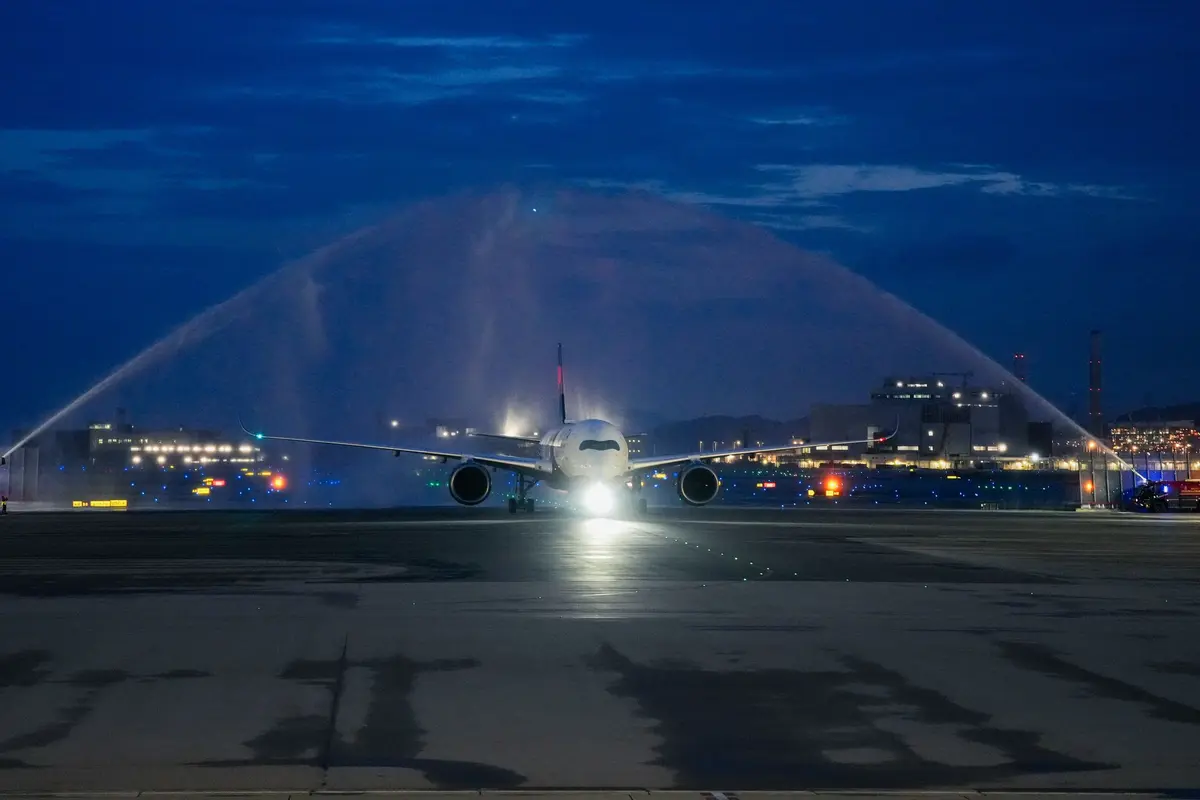 Water cannon at HKG