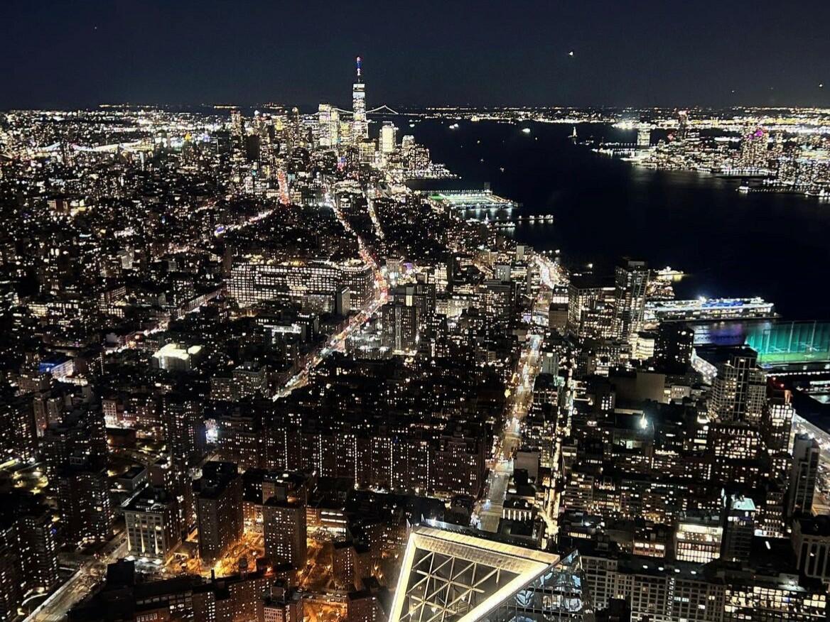 An aerial view of New York City.