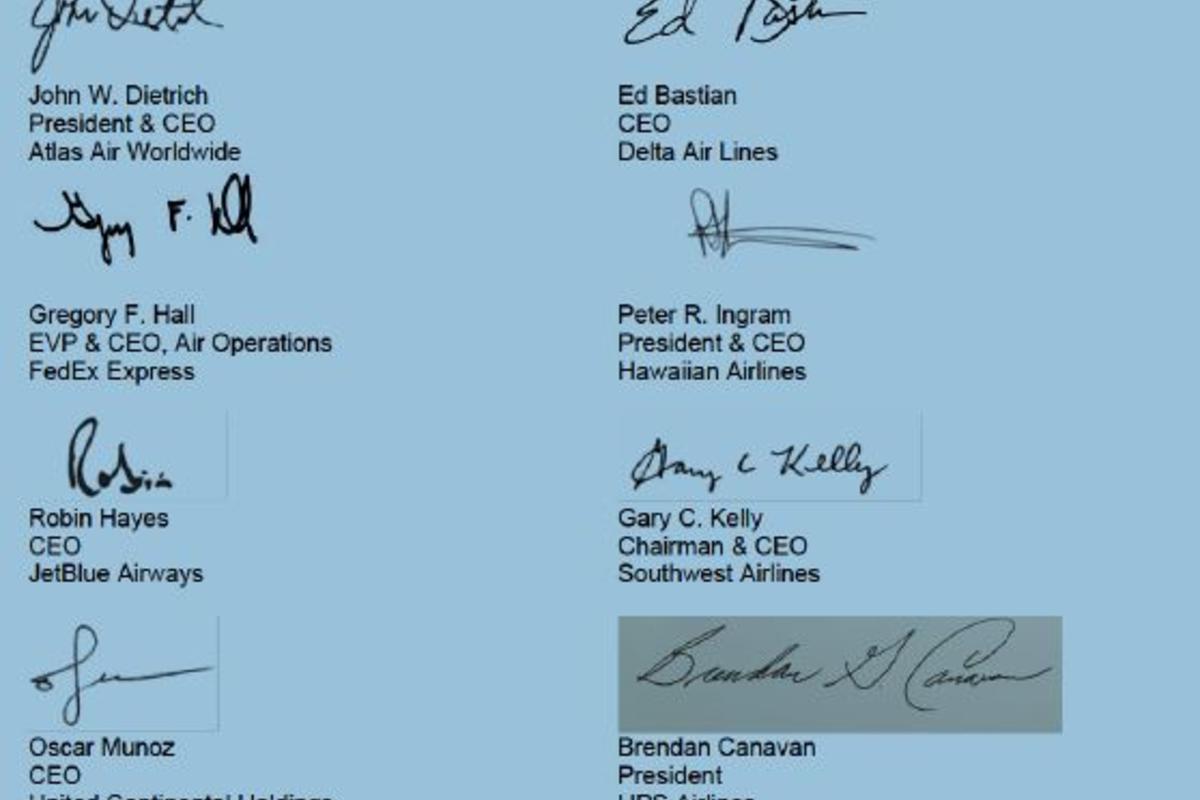 airline ceo signatures