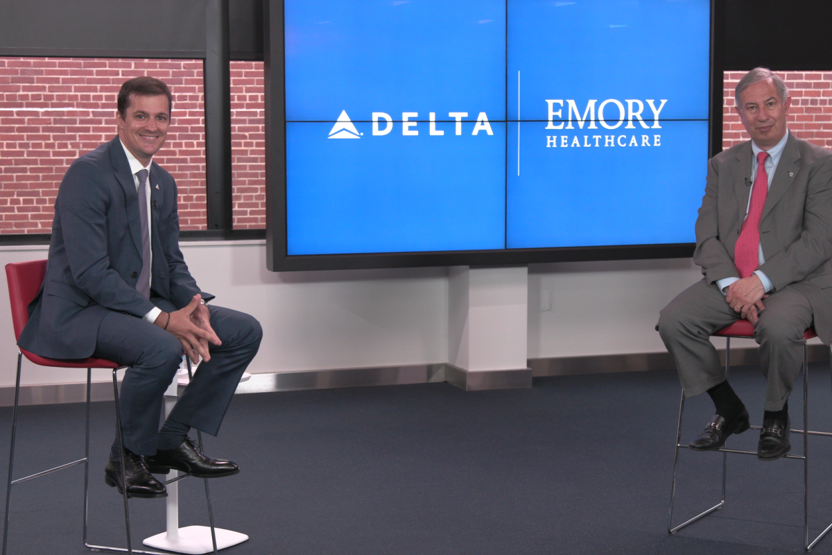 Delta’s Luciano Macagno and Emory’s Dr. Carlos del Rio updated global partners on the return of travel 