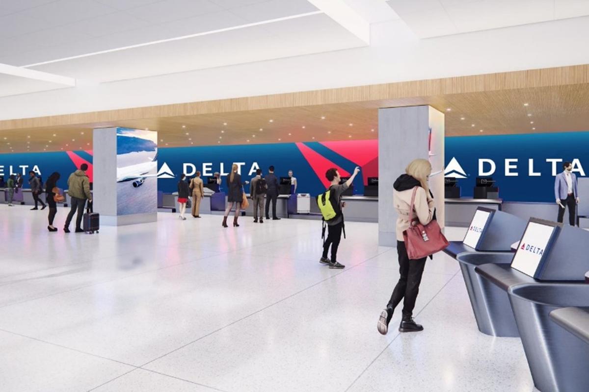 Rendering of centralized check-in lobby at LaGuardia