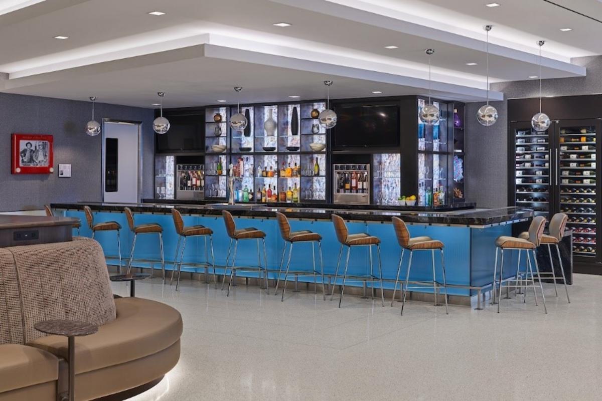 A rendering of the bar at the SLC Sky Club lounge