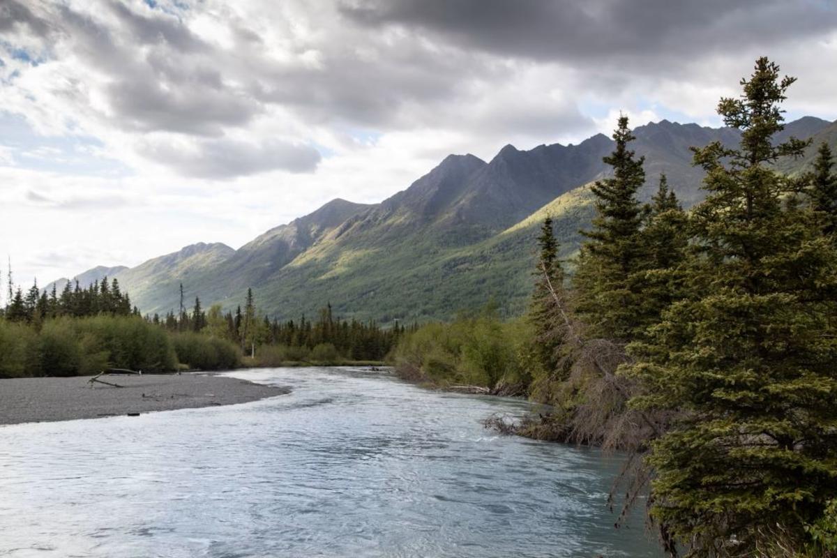 Eagle River and surrounding mountains in Anchorage, Alaska