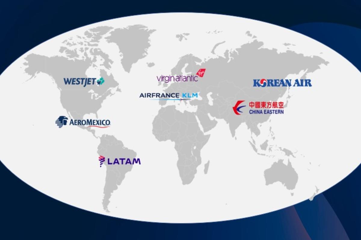 A map showing Delta's global partners