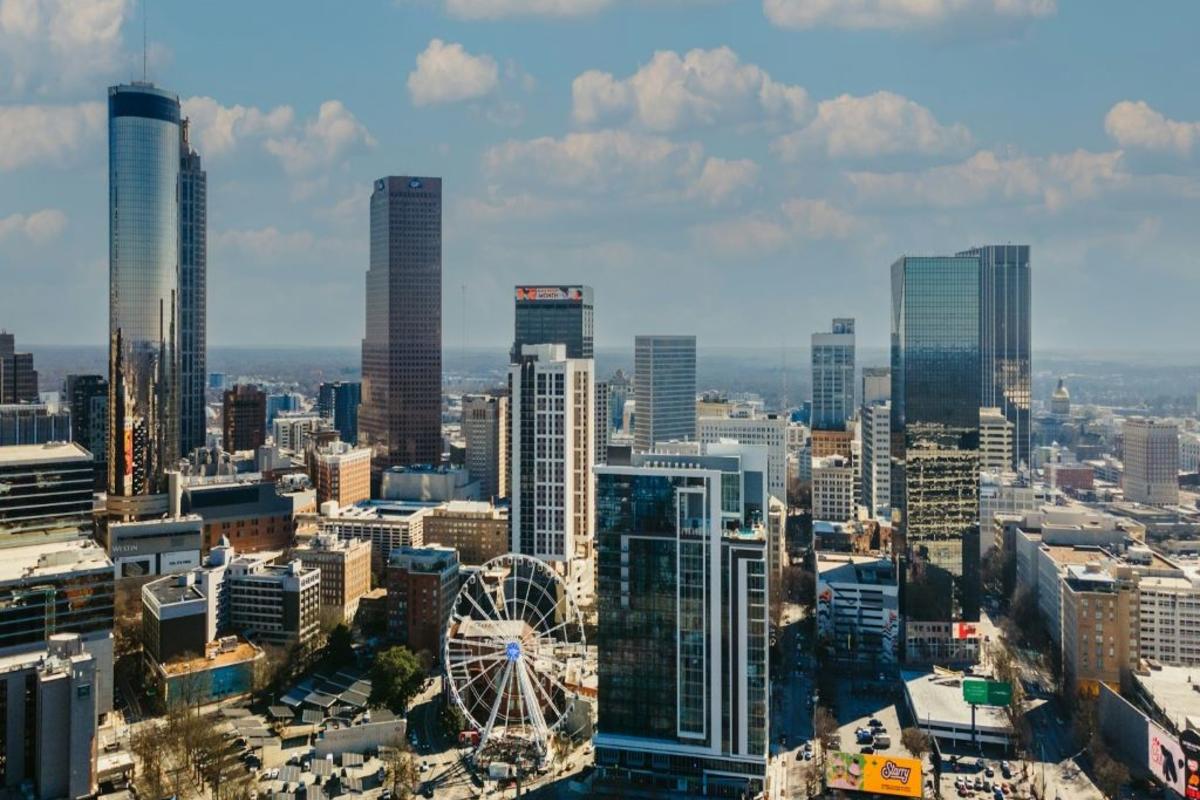 A drone view of Downtown Atlanta