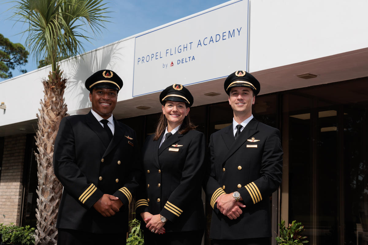 Delta pilots at the grand opening of Delta's Propel Flight Academy in Vero Beach.