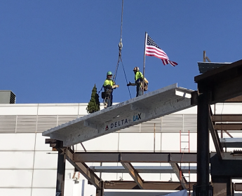 Raising the steel beam at LAX