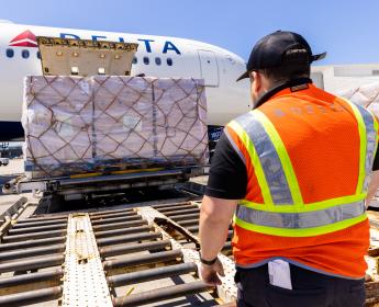 Delta receives a shipment of baby formula at Boston Logan Airport on June 20.