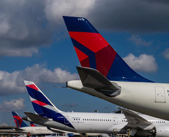 Delta and LATAM planes in a row.