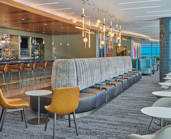 A view of the main lounge at the new Delta Sky Club at MCI